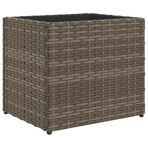 vidaXL Jardinière Gris 36x30x32 cm résine tressée, jardinière d'extérieur, bac à Fleurs, bac à tomates, jardinière de terrasse, bac à Pommes de Terre