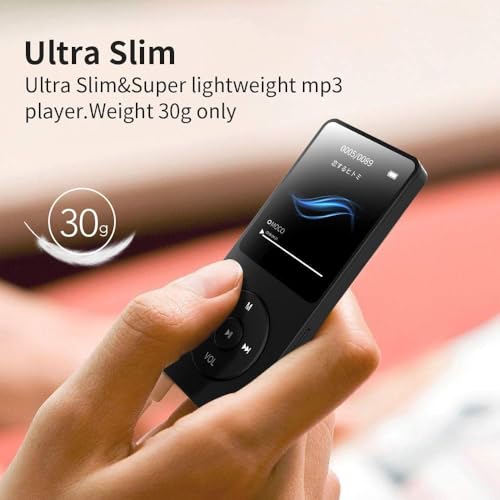 Image of BIGASUO 128GB Mini MP3 Music Player with Bluetooth 5.4 & Voice Control Earphones, Video Playback,Pocket-Sized MP3 Player for Music,Voice Recording,FM Radio (1395) (Black, B18)