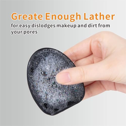Image of Silicone Face Scrubber,Manual Exfoliating Brush,Handheld Facial Cleansing Brush for Women Men-Blackhead Removing Pore Cleansing Massaging for Sensitive, Delicate, Dry Skin (Black+Black)