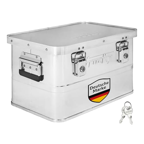 Trucky Aluminium Box mit Deckel Silber Alu Kiste Alukiste Auswahl Transportbox Metallbox Aufbewahrungsbox Boxen Abschliessbar Metallkiste, Größe: 30 L