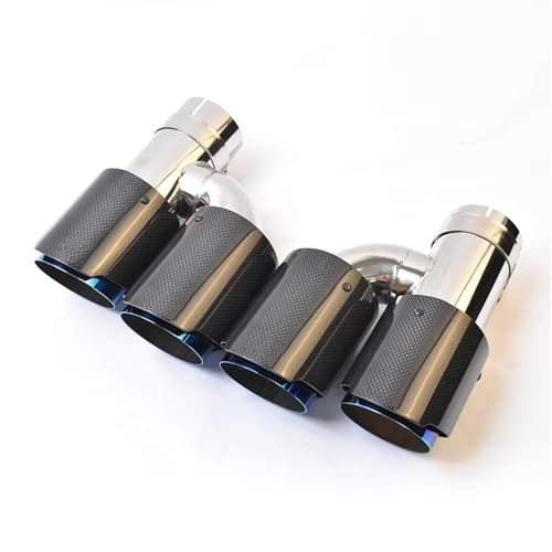 Tuyau d'échappement double en carbone brillant bleu foncé pour voiture avec sorties de 63-101mm