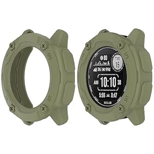HUAYUWA 2Pack Soft TPU Case Cover (Green+Green) Compatible with Garmin Instinct 2X Solar Smartwatch Protective Case 50mm Intended for Instinct 2X Solar Watch Shell Accessories