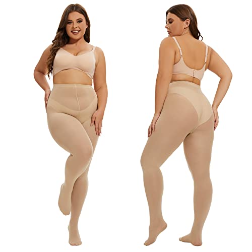 Image of MANZI Plus Size Tights for Women Queen Size Nylons Stockings Pantyhose