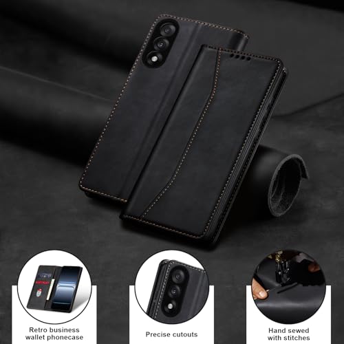 Image of Jasonyu Case for OnePlus Nord 5 5G Leather Wallet Flip Cover with Card Holder,Kickstand, Magnetic Closure,TPU Shockproof Phone Case (Black)