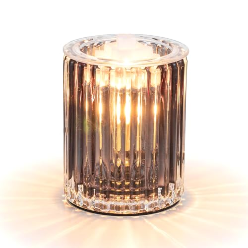Candeldo Wax Melt Warmer with Timer: Wax Melter for Scented Candle Electric Glass Candle Burner with 2 Light Bulbs Housewarming New Home Decor for Women