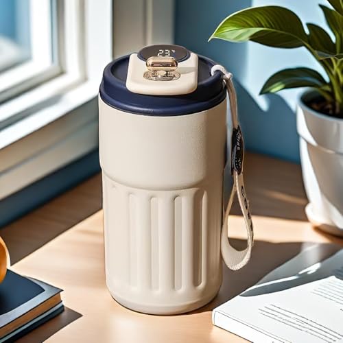 Image of 460 ml Stainless Steel Coffee Mug with Digital Temperature Display Travel Tumbler Vacuum Insulated Thermos Cup Leak Proof Lid Double Wall Mug for Hot Cold Drinks Office Home Car Travel