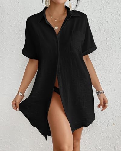 Bsubseach Women Swimsuit Coverup Shirt Dress Button Down Bathing Suit Cover Up Beachwear3