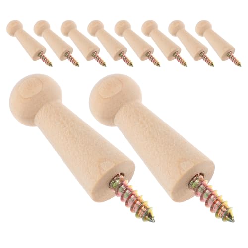 DECHOUS Ganchos Organizadores de Pared de Madera sin Pintar 10 Piezas 18x50 Mm Tornillos M4 Estilo Shaker para Colgar Ropa Toallas Sombreros en Dormitorio y Entrada