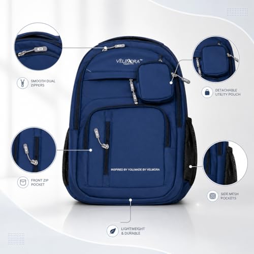 Image of MBW Korean Style Water Resistant 35L Laptop Backpack for Men & Women | Polyester Multi Compartments Bag with Side Pockets & Accessory Pouch | Travel Backpack for Office, College and School