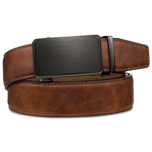 Zitahli Mens Belt Leather Ratchet Belt -Customizable Fit For Dress Casual Every Day with Adjustable Buckle,Gifts for Men with Box 30\"-36\" - Thumbnail 5