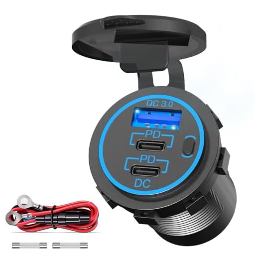 PD 3.0 USB C Steckdose 12V Einbau: Dual Typ C USB Dose Buchse Wasserdicht 12 Volt KFZ Zigarettenanzünder Adapter mit Schalter für Wohnmobil Auto Motorrad Boot LKW Wohnwagen