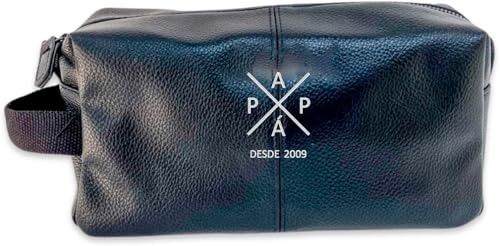 Beauty case personalizzato case pelle vegana ricamata borsa a mano Handmade per compleanno Festa del papà Nero - Padre Moderno