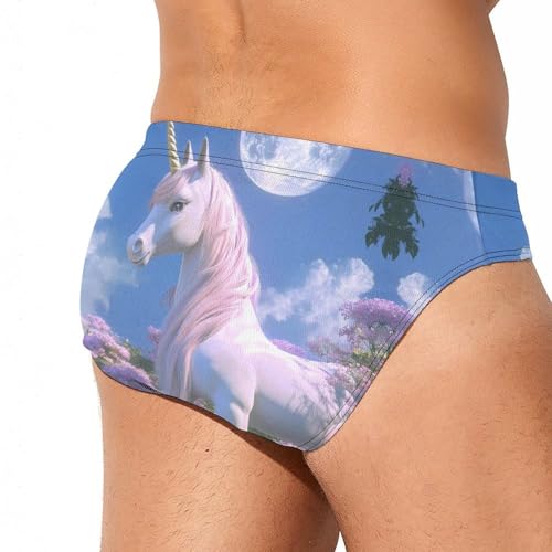 Unicorm with Pastel Mane Mens Swim Briefs Quick Dry Triangle Trunks Swimsuit Swimming Bikini Swimwear3
