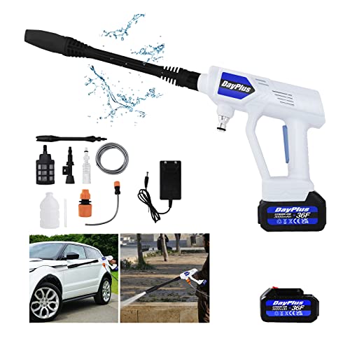Hidrolimpiadora de Alta presión de 21V, Hidrolimpiadora Batería, Limpiadoras a presión con Batería de 1.5Ah y boquilla 6 en 1, Pistola de Alta Presión Portátil para Limpieza de Coche, Jardín y Terraza