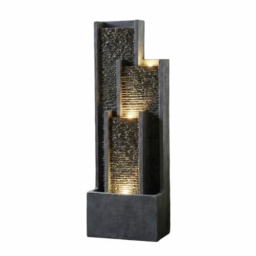 AJ ENJOY 40" Modern Outdoor Water Fountain with LED Lights