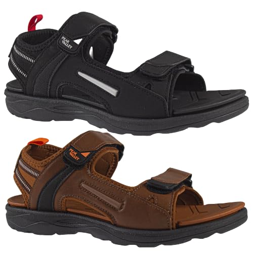 PEAK VALLEY MENS LIGHTWEIGHT WALKING SANDALS HIKING TOUCH FASTENING STRAPS TREKKING SUMMER HOLIDAY BEACH MULES SPORTS SHOES (BROWN, UK Footwear Size System, Adult, Men, Numeric, Medium, 11)