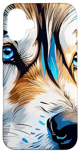 Custodia per iPhone 16 Plus Malamute Alaskan Sled Dog Pet Ritratto Vettore