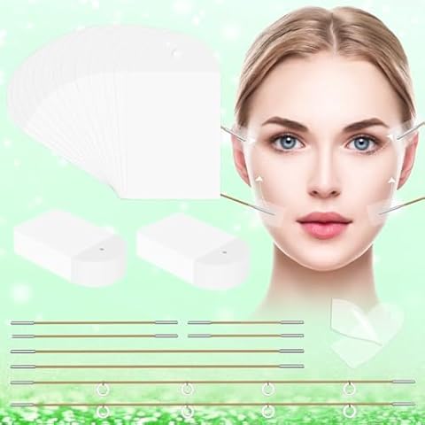 Face Tape Lifting Invisible, Face Lift Tape, 60 Pcs Facelift Tape for Face Invisible with 8 Bands, Neck Tape Lifting Invisible, Face Lift Tapes and Bands Face Tapes for Lifting Neck Double Chin Jowls Cover