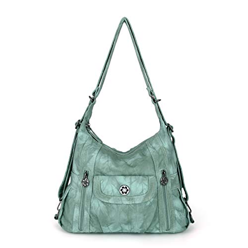 angel kiss Satchel Handbag for Women, Ultra Soft Washed Vegan Leather Crossbody Bag, Shoulder Bag, Tote Purse (ZC0118#K022#4PURPLE2) (A0118-5#G361#17-Oyster Green)
