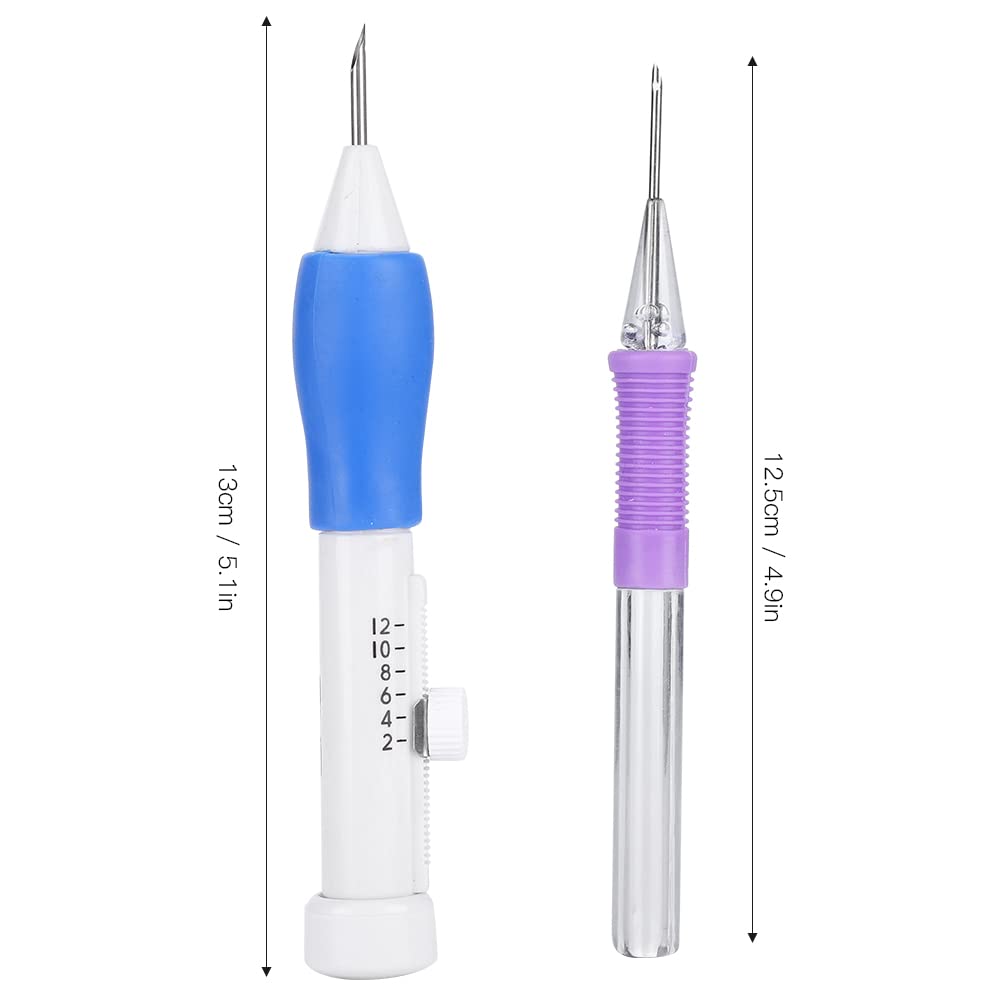 Ensemble d'aiguilles à poinçonner, Manche en Acier Inoxydable TPR, 3 Tailles, kit de Bricolage Bleu, pour Broderie, Couture, oreillers, tentures murales