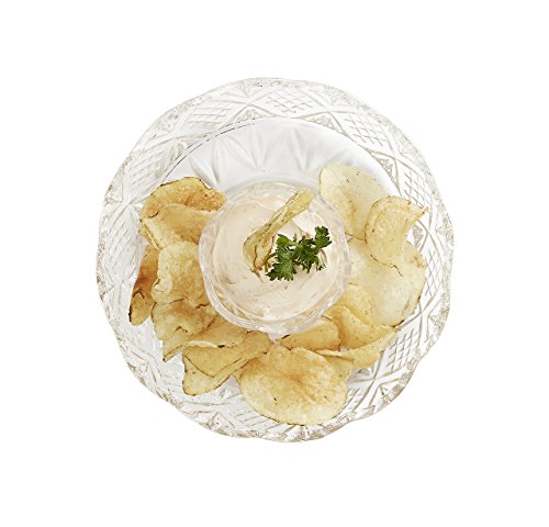 Beautiful Decorative Chip And Dip Set, Dessert And Snack Server 12-Inch Crystal Entertaining Chip And Dip Serveware #TOP2