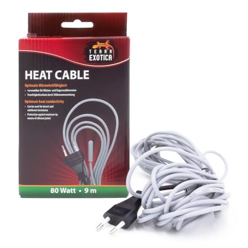 Terra Exotica Heizkabel - 80 Watt / 9 m Heat Cable - Bodenheizung für Terrarien - Terrarium Heizung - Silikonheizkabel für optimale Wärmeleitfähigkeit