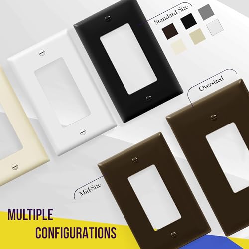 Image of ENERLITES Decorator Light Switch or Receptacle Outlet Wall Plate, Gloss Finish, Size 3-Gang 4.50 inch x 6.38 inch, Unbreakable Polycarbonate Thermoplastic, UL Listed, 8833-BR, Brown