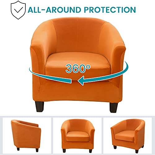 Cjc Velvet Club Chair Cover Slipcover,2-Piece Barrel Tub Chair Cover For Living Room Armchair Sofa Covers With Cushion Covers,Washable Furniture Protector For Club Chairs(A Velvet-Orange,1Pc) #TOP5