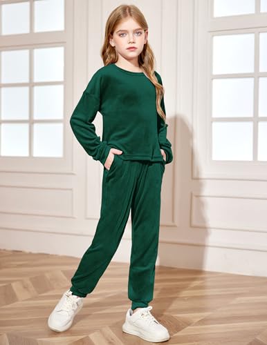 Image of Arshiner Girls 2 Piece Outfit Sweatsuits Set Kids Velour Sweatshirts & Sweatpants Tracksuits Set for Girls