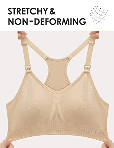 Image of HOFISH Support Nursing Bras for Breastfeeding Medium Impact Maternity & Nursing Sports Bra Seamless Racerback Pregnancy Bra