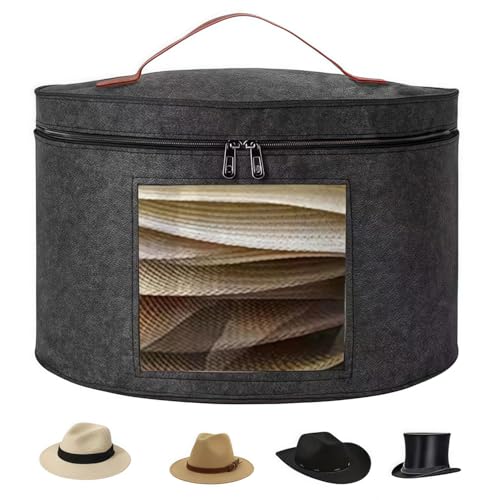 BRYHZKCM Hat Storage Box,Hat Boxes for women and men Storage,Stackable Round Brim Hats Organizer Bag Container for Closet, Cowboy Hat Organizer, FoldableTravel Cap Boxes