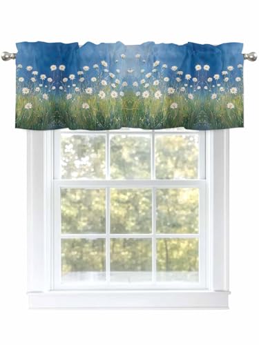 Dexnympq カフェカーテン 小窓用 近代主義 油絵 草原 野の花 植物 フィールド カーテン おしゃれ 遮像 UVカット 遮熱 目隠し透けにくい ロッドポケット式 洗える キッチン 浴室 トレイ 子供部屋 喫茶店 洗面所 店舗飾り 軽量 1枚入り ?