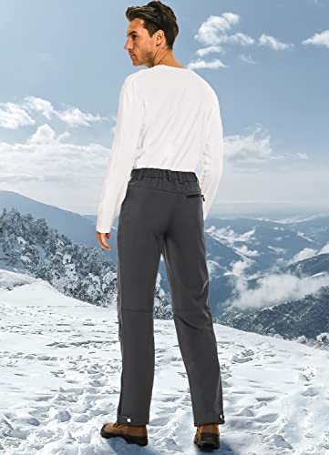 Cycorld Herren Wanderhose-Winter-Outdoorhose-Skihose,Thermohose Wasserdicht Gefütterte Softshellhose Winddicht Warm Fleece Schneehose Trekkinghose Skifahren (Neo-Grau, XXL)