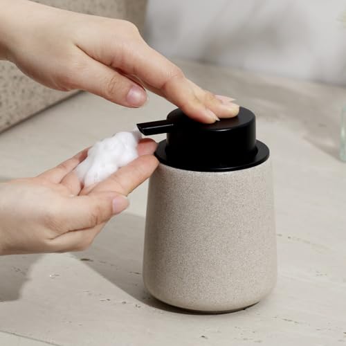 Foaming Soap Dispenser Pump 12OZ, Refillable Foam Hand Dish Soap Dispenser Bottle Jar for Bathroom Kitchen Sink Countertop Home Decor - Beige2