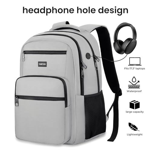 Image of YAMTION Laptop Backpack for Men, Black Backpack, School Backpack for Boys and Girls, Bookbag, Work BackpackFits 15.6 Inch Laptop and Notebook (Grey, 15.6 inch)