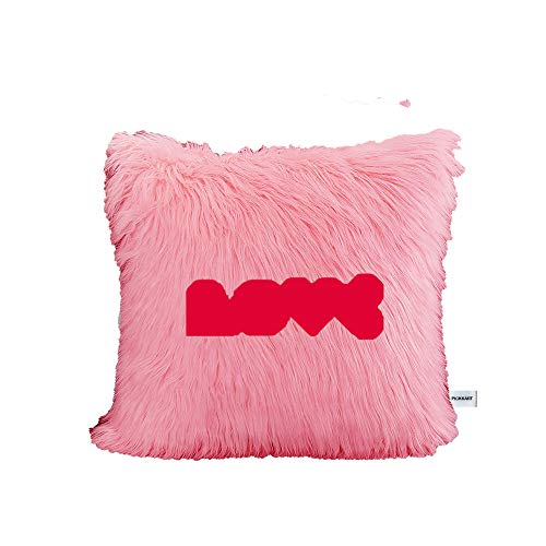 Image of Best Gifts for Birthday /Valentine's Day /Give Thanks with A Grateful Heart Love Quote - Square Shape Fur Throw Pillow Cushion - Home Sofa Decorative 16 X 16 inches (Pink)