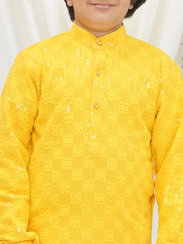 Image of AJ DEZINES Kids Kurta Pajama Set For Boys | Embroidery Chikankari Kurta Set | Traditional & Festive Outfit | Cotton Stylish Boys Kurta Pyjama | Perfect For Festivals Wedding & Family Function