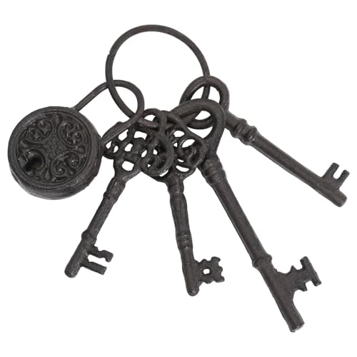 Notakia Large Vintage Cast Iron Skeleton Key Ring Antique Keys Set For Farmhouse Decor, Halloween Party Costume Prop Style-4
