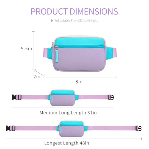 Image of Fanny Pack Birthday Gifts for 7 8 9 10 11 12 13 Year Old Teens Girls Kids, Preppy Cute Trendy Stuff Colorblock Crossbody Bag Adjustable Belt Bags, Dorm Travel Essentials for Girl Fashion
