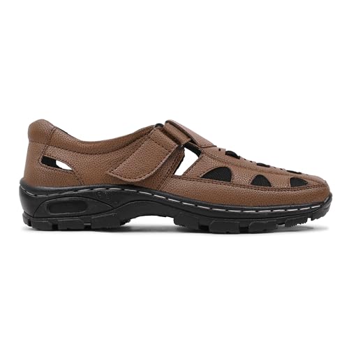 Image of Men's Faux Leather Sandals - Breathable, Lightweight, and Stylish Sandals for Casual Outings and Everyday Comfort
