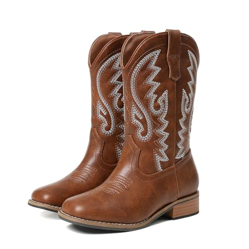 Cowboy Boots Square Toe Kids Boots Embroidered Western Boots Cowgirl Boots For Toddler/Little Kid/Big Kid