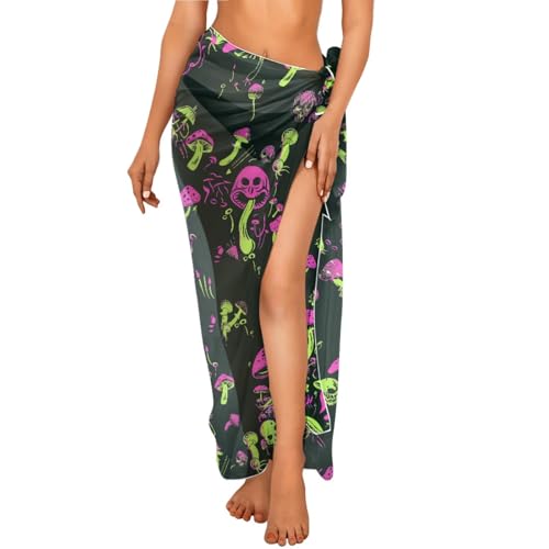 Skull Print Swimsuit Bikini Set for Women with Swim Cover up Wrap Sarong Bathing Suit Beach Outfit4