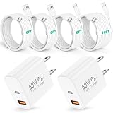 deloni 60W USB C Fast Charger for iPhone 17/16/15 Pro Max Charger 2-Pack