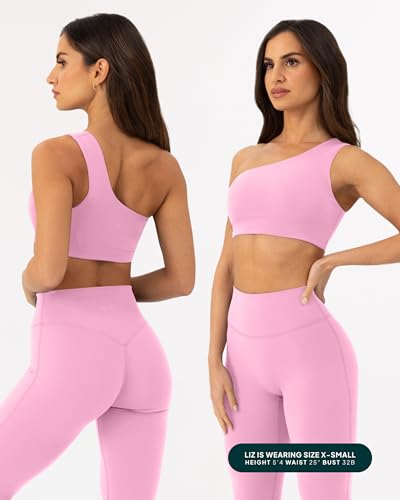 Image of PAVOI ACTIVE Asymmetrical Sports One Shoulder Bra for Women - Low Support One Strap Bra Workout Top Removable Pads - FlexFlow
