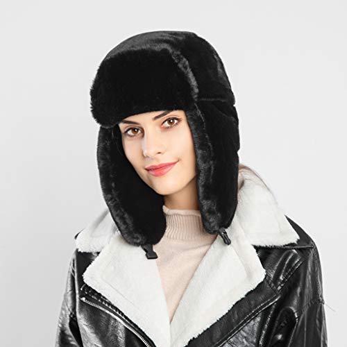 Long Pile Fur Ear Flap Hat Furry Ski Cap Winter Hat for Women Winter Travel - image 3