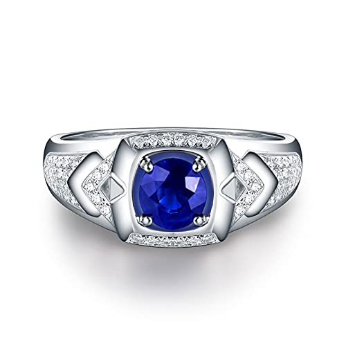 Amdxd Men's Wedding Rings, Ring Men 18K White Gold Round Shape Lab Grown Sapphire 1Ct Mens Fine Rings Vvs Size 13 #TOP2