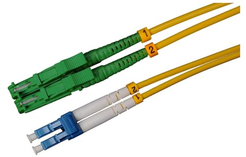 Câble fibre optique jaune OS2 monomode E2000/APC LC/UPC pour étendre un réseau de serveurs 20m