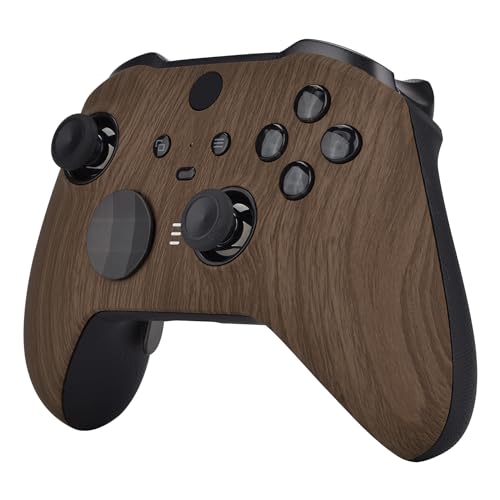 image for eXtremeRate Wood Grain Patterned Faceplate Cover, Soft Touch Front Hou