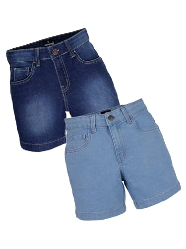 Image of KiddoPanti Boys Knee-Length Denim Shorts | Stretchable Cotton Poly Denim | Comfortable Fit with Button Elasticated Waistband & Zip Fly