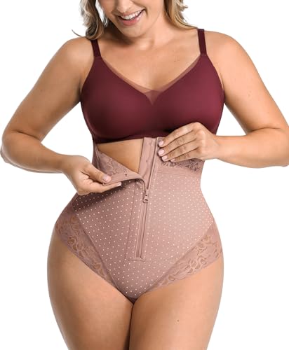 Image of SHAPELLX Tummy Control Thong Shapewear for Women Shaping Thong Body Shaper | Hook Zipper Closure, High Waist, AirSlim, back support, anti-slip, no dig, Faja Panty, under dress, no panty lines, Polka Dot